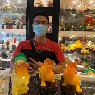 Anh Minh - Khách hàng mua Cặp tỳ hưu ngọc vàng cam LN050 và Tỳ hưu vàng ngọc kéo xe bắp cải LN045.