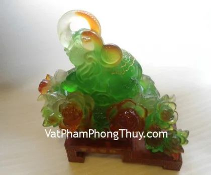 Voi xanh, đế gỗ cao- Phú quý cát tường E291