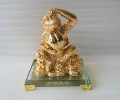 Chúa khỉ ngồi ôm đào đế thủy tinh - kim hầu hiến thị FK079M
