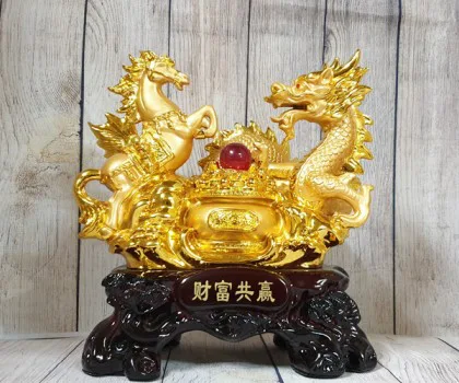 Song đế kỳ lân ngọc xanh đa sắc chân gác kim nguyên bảo và hồ lô - Bách Tài Tề Lâm/ Bách Phước Tề Lâm FLN160