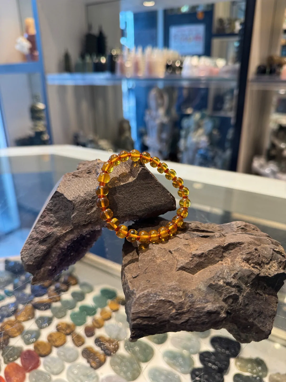 Chuỗi hổ phách hạt đĩa nâu vàng trong A (GCN 12170578102) S6357-S1-3254