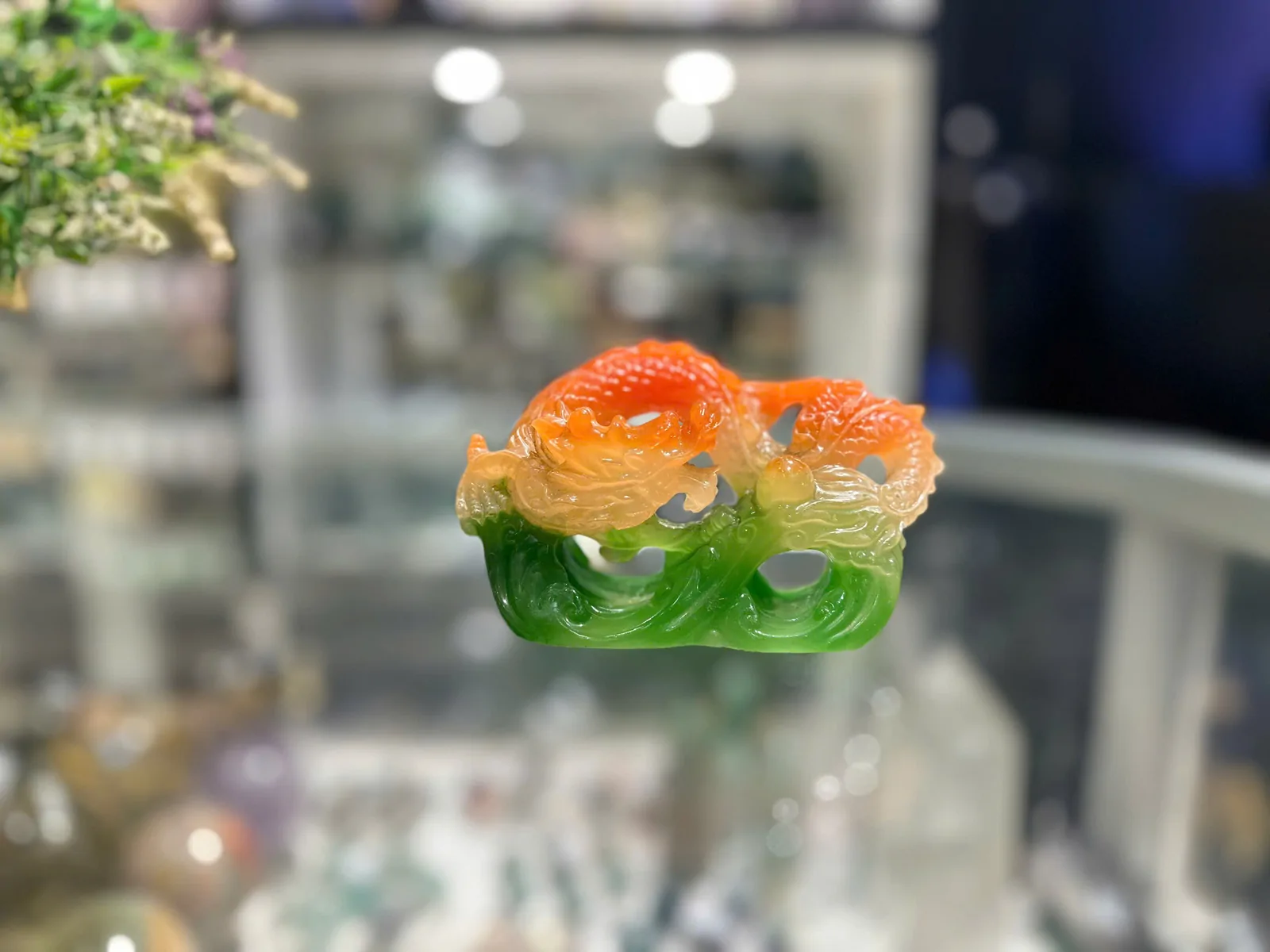 Rồng xanh đế vuông thủy tinh - long bằng tứ hải A147